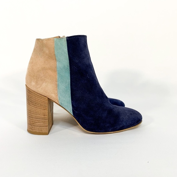 PAOLA FERRI Suede Multi Zipper Booties Block Heel - Picture 5 of 7